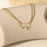 18K Gold-Plated Zircon Double Layered Bracelet