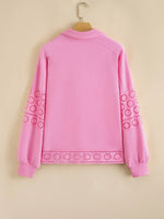 Eyelet Lace Detail Snap Down Sweatshirt