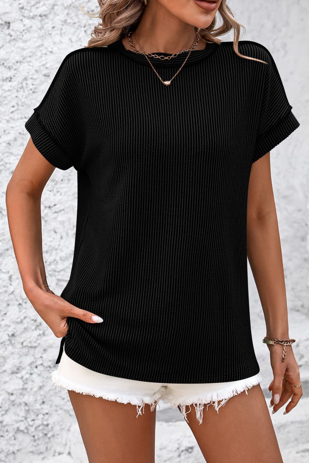 Mandy Striped Round Neck Short Sleeve T-Shirt - Ladyez