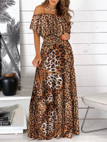 Printed Off Shoulder Maxi Dress - Ladyez