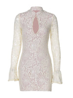 Lace Cutout Long Sleeve Mini Dress