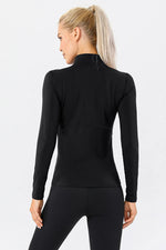 Mock Neck Quarter Zip Active T-Shirt - Ladyez