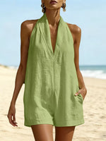 Halter Neck Romper with Pockets