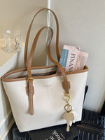 Contrast Leather Shoulder Bag