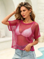 Crochet Knit Round Neck Cover-Up