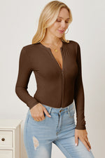 Zip Up Long Sleeve Bodysuit - Ladyez