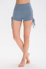 Drawstring Wide Waistband Side Tie Sports Shorts - Ladyez