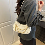 Chain-Embellished Shoulder Bag - Ladyez