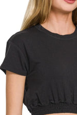 Zenana Elastic Hem Crop Top - Ladyez