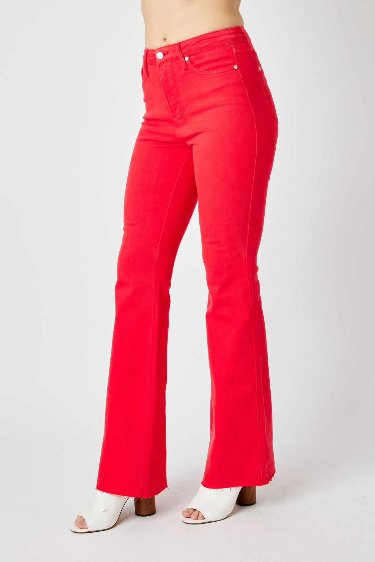 Judy Blue Full Size Hw Tummy Control Garment Dyed Flare Jeans Plus Size - Ladyez