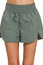 Zenana Windbreaker Smocked Waistband Running Shorts - Ladyez