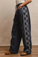 BiBi Washed Denim Mix And Match Long Pants - Ladyez