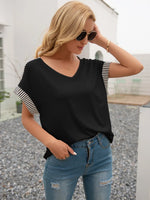 Ivy Lane Striped V-Neck Short Sleeve T-Shirt