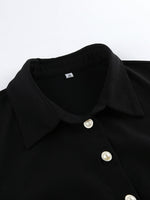 Lace Detail Button Front Long Sleeve Dress