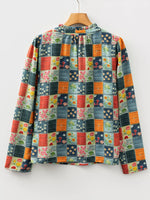 Floral Half Placket Notched Blouse