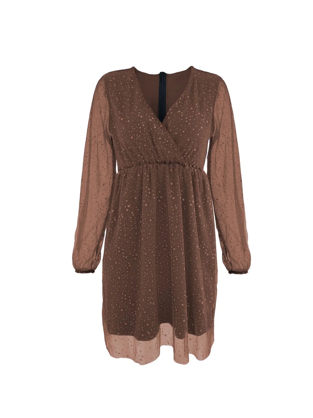 Sparkling Surplice Balloon Sleeve Mini Dress - Ladyez
