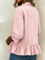 Full Size Ruffled V-Neck Long Sleeve Blouse Plus Size