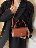Leather Crossbody Bag with Bead Charm