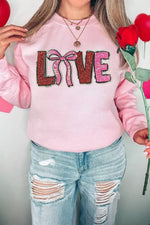 Bow Love Sequin Pattern Valentine Sweatshirt