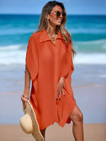 Relaxed Fit Button Up Cover-Up Dress