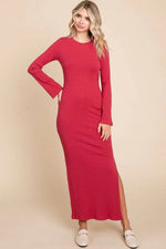 Culture Code Full Size Round Neck Bodycon Bell Maxi Dress - Ladyez