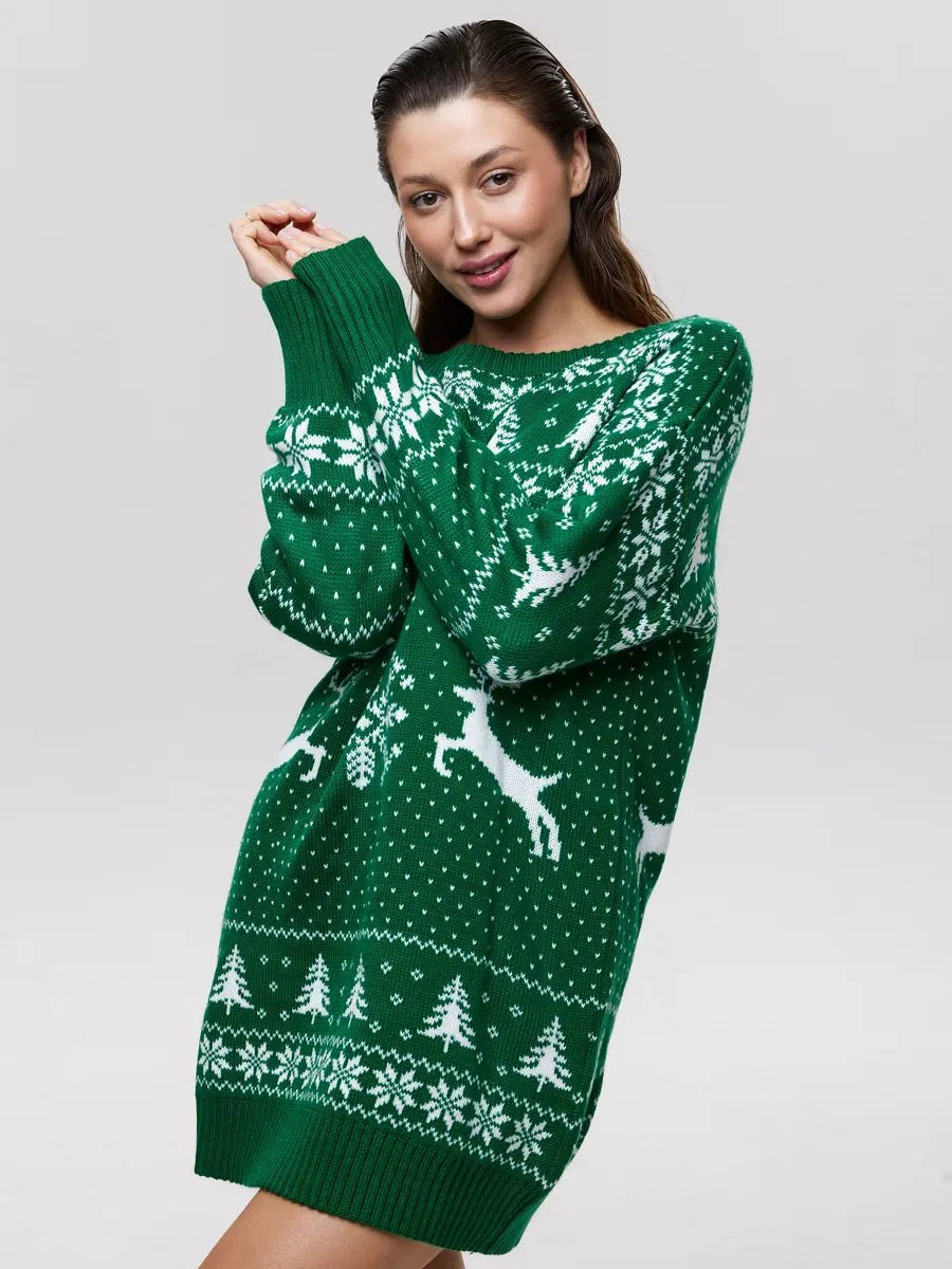Anita Knit Dress - Christmas Knit Long Sleeve Dress for Stylish Holiday Cheer