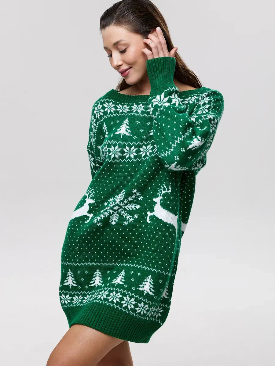 Anita Knit Dress - Christmas Knit Long Sleeve Dress for Stylish Holiday Cheer