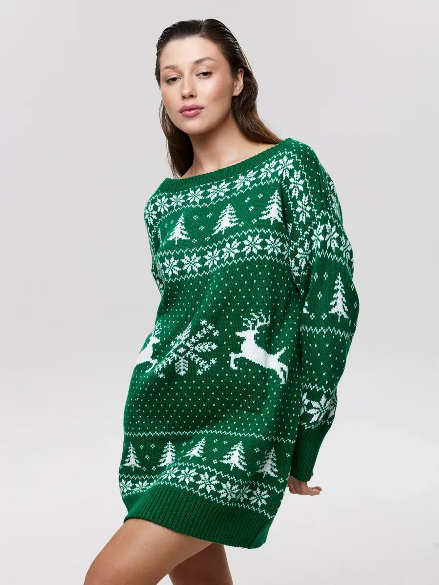Anita Knit Dress - Christmas Knit Long Sleeve Dress for Stylish Holiday Cheer