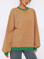Striped Round Neck Long Sleeve Sweatshirt