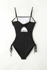 Drawstring Spaghetti Strap One-Piece Swimwear - Ladyez