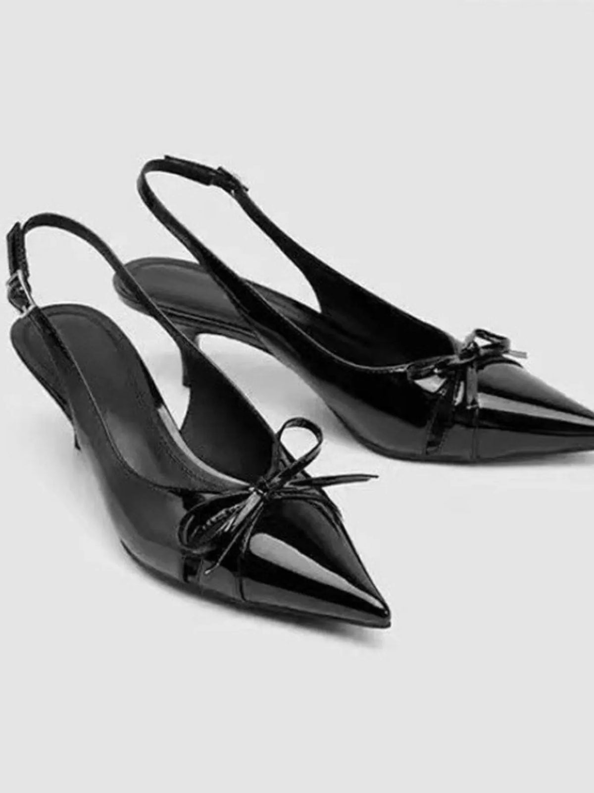 Bow Point Toe Slingback Pumps - Ladyez