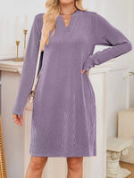 Casual Ribbed Knit Long Sleeve Dress