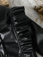 Children's Ruffled Faux Leather Top and Skirt Set
