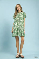 Umgee Abstract Print Babydoll Mini Dress