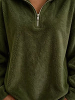 Full Size Quarter-Zip Fleece Sweatshirt Plus Size