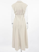 Tie Waist Cap Sleeve Maxi Dress - Ladyez