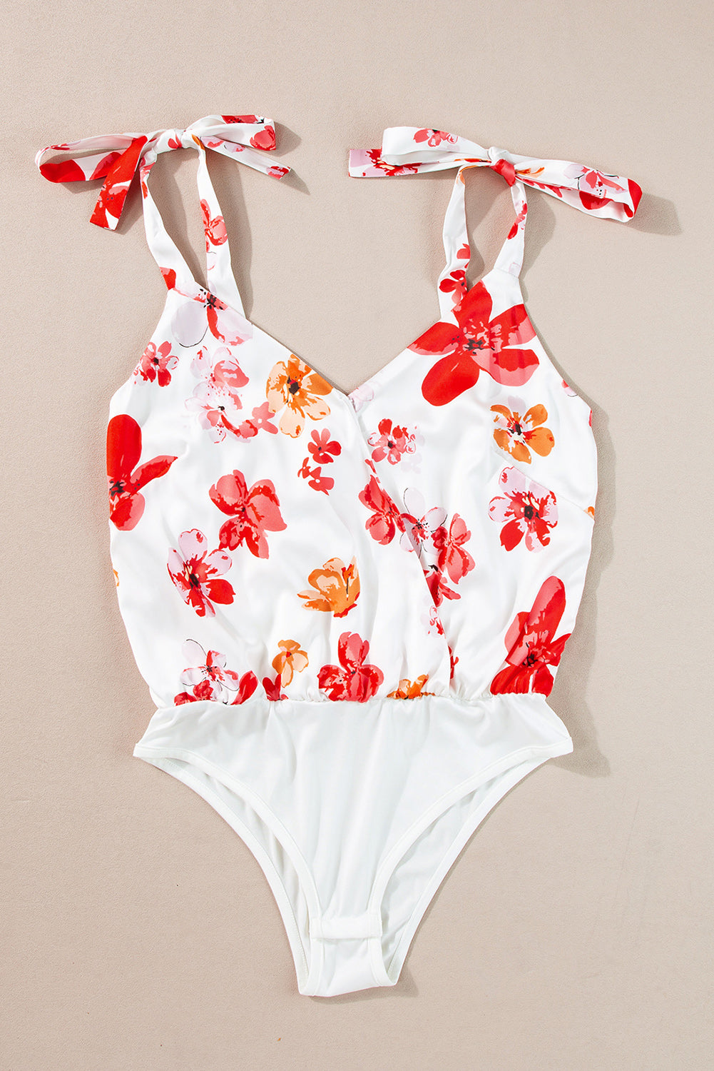 Tied Printed Surplice Sleeveless Bodysuit - Ladyez