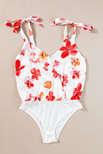Tied Printed Surplice Sleeveless Bodysuit - Ladyez