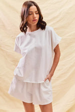 SO ME Round Neck Short Sleeve Top and Shorts Set