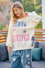 BiBi 4th Of July Stars And Stripes Patches Sweatshirt