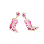 Rhinestone Cowboy Boot Dangle Earrings