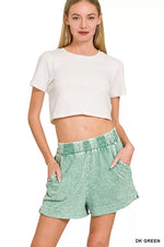 Zenana Halo Snow Washed Exposed Seam Top & Shorts Set