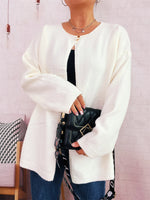 One Button Front Drop Shoulder Cardigan