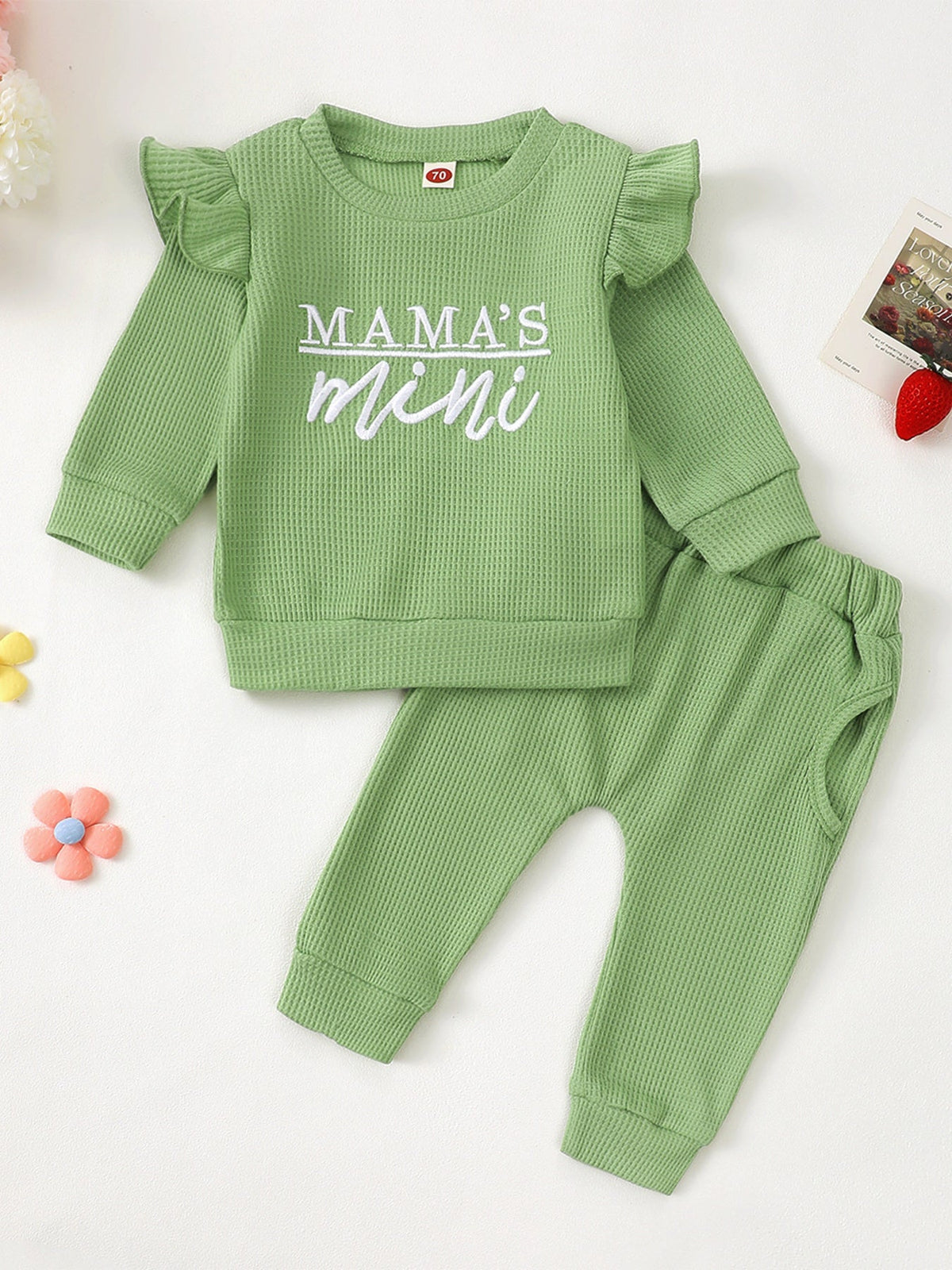 Children's Letter Ruffled Trim Top and Pants Set