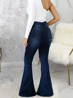Full Size Distressed Raw Hem Flare Jeans Plus Size - Ladyez