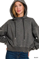 Zenana Acid Wash Fleece Hoodie