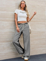 Striped Wide Leg Jeans - Ladyez
