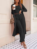 Round Neck Tank & Cardigan & Pants Set