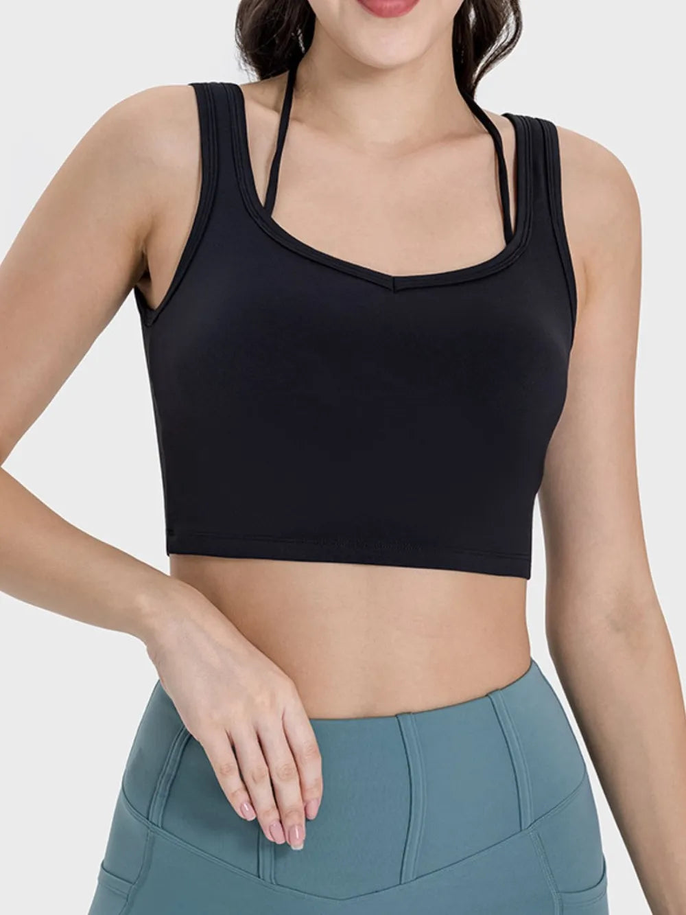 Millennia Crisscross Square Neck Active Tank - Ladyez