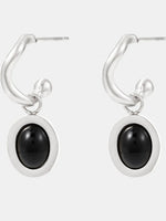 Stainless Steel Oval Drop Earrings